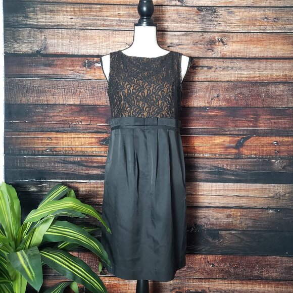 Merona Sheath Dress 6 Paper Bag Waist Lace Bodice Zip Back NWOT - Picture 7 of 11